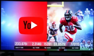 YouTube NFL broadcast showcasing global viewership record with live game action
