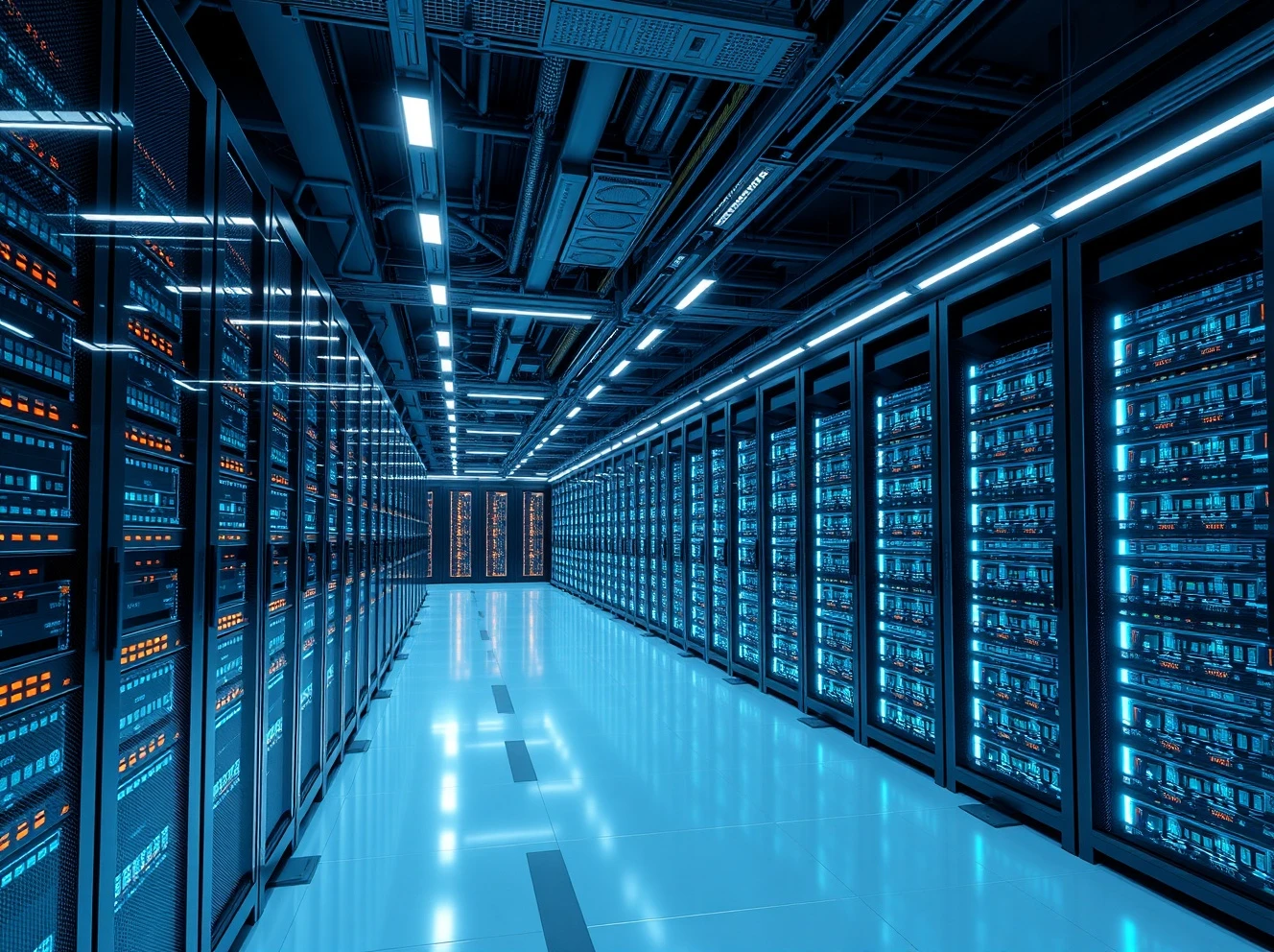 Massive AI data centers powering next-generation artificial intelligence infrastructure and computing