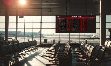 Airline bankruptcy leads to empty airport gates and cancelled flight displays