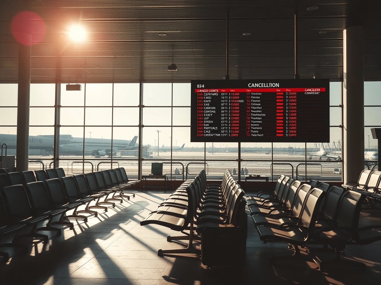 Airline bankruptcy leads to empty airport gates and cancelled flight displays