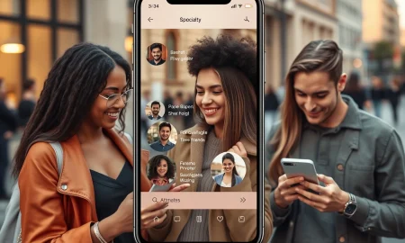 Cerca dating app interface showing social connections and mutual friends matching system