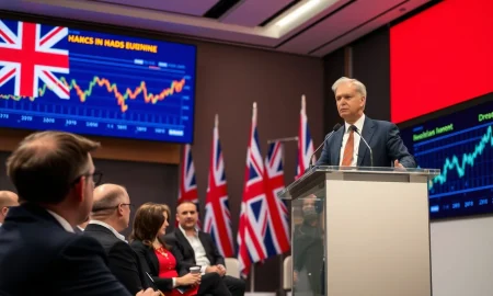 Kemi Badenoch announcing Conservative fiscal golden rule during conference speech