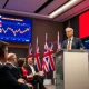 Kemi Badenoch announcing Conservative fiscal golden rule during conference speech