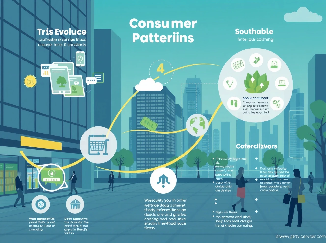 Modern consumer behavior shifts showing digital shopping and sustainable choices