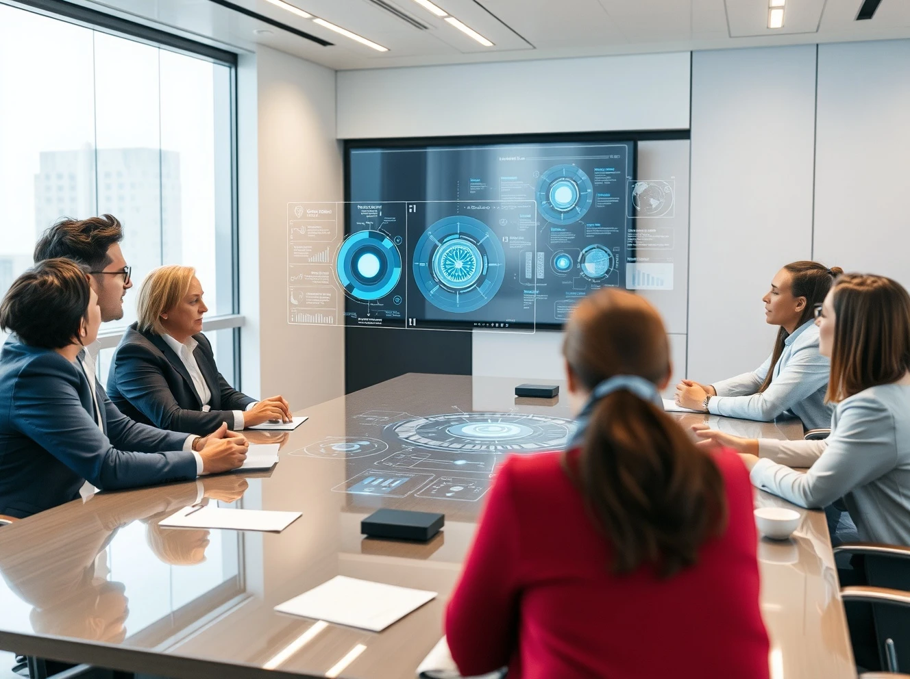Corporate executives implementing enterprise AI solutions in modern business environment