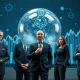 Jeff Bezos and banking executives discussing the AI bubble during financial conference