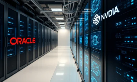 Oracle AI infrastructure partnership with Nvidia showing data center operations