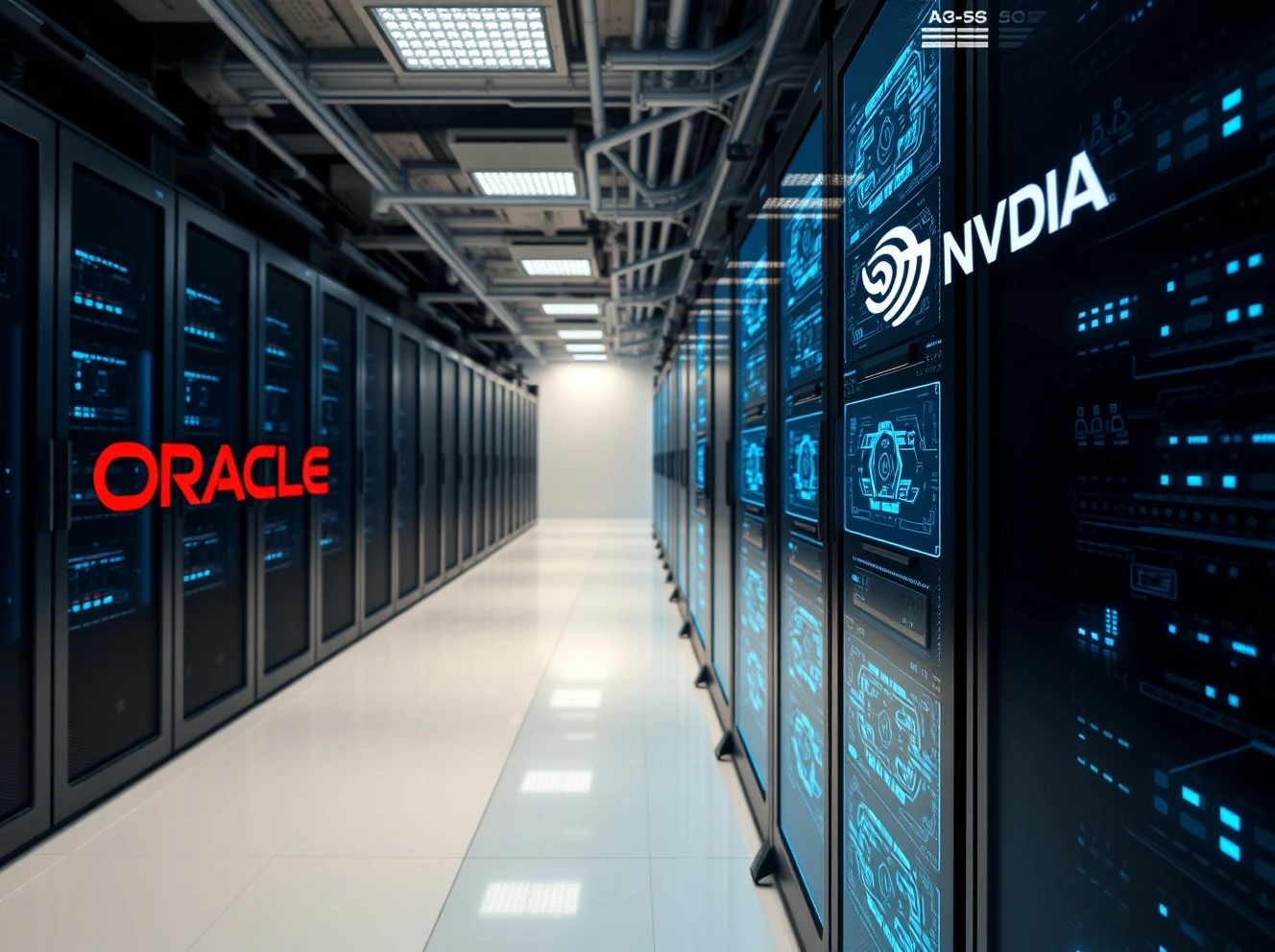 Oracle AI infrastructure partnership with Nvidia showing data center operations