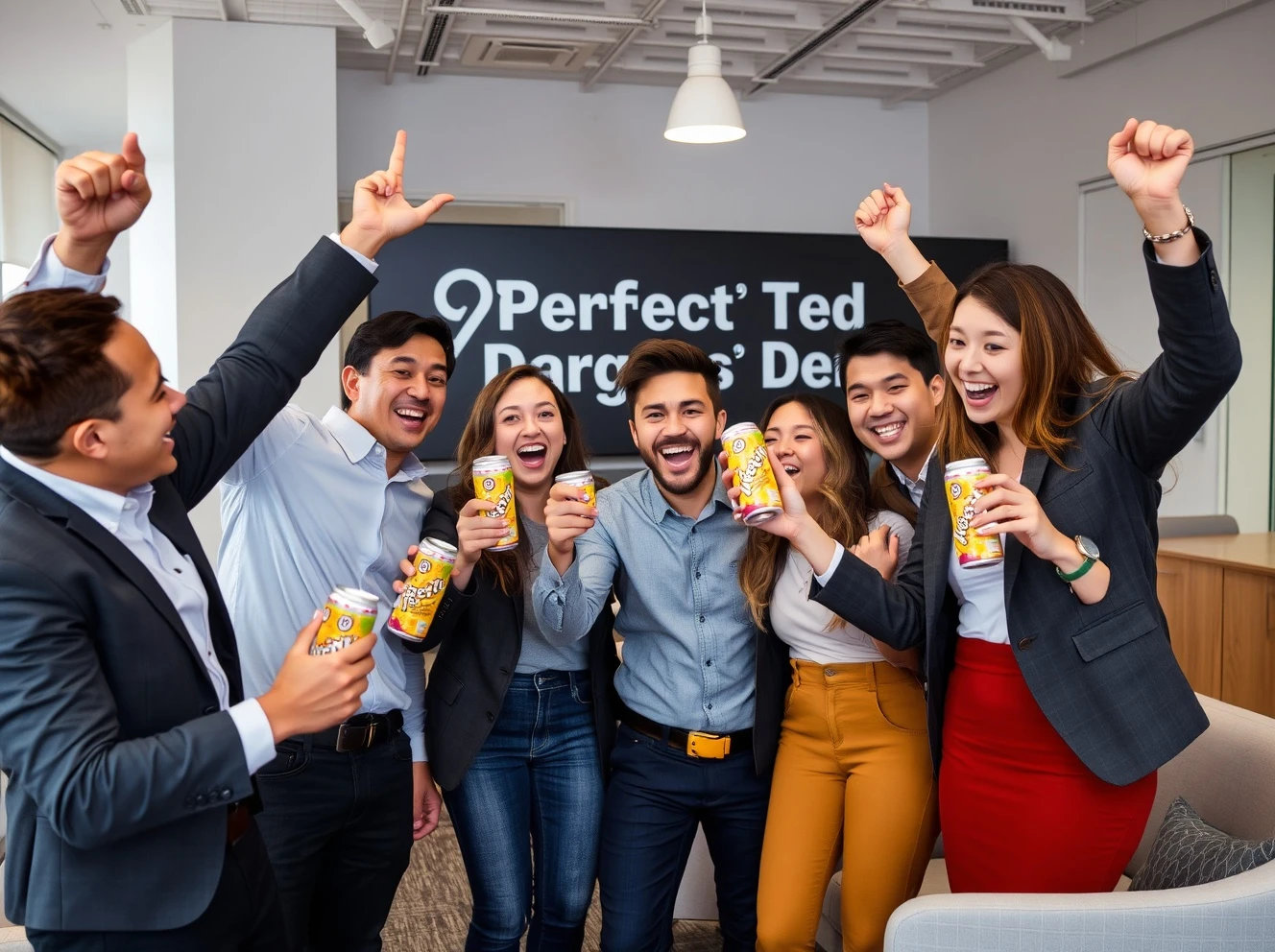 PerfectTed Dragons' Den success story showing entrepreneurs with matcha energy drinks
