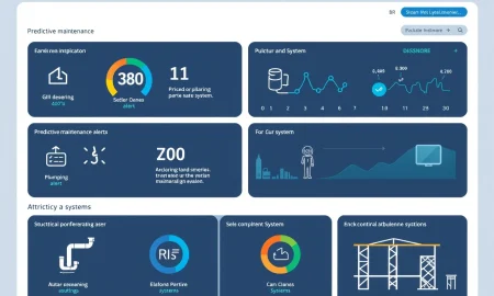 Predictive algorithm for home failures dashboard showing maintenance alerts and system health indicators