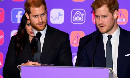 Prince Harry and Meghan discussing social media harm prevention at mental health gala