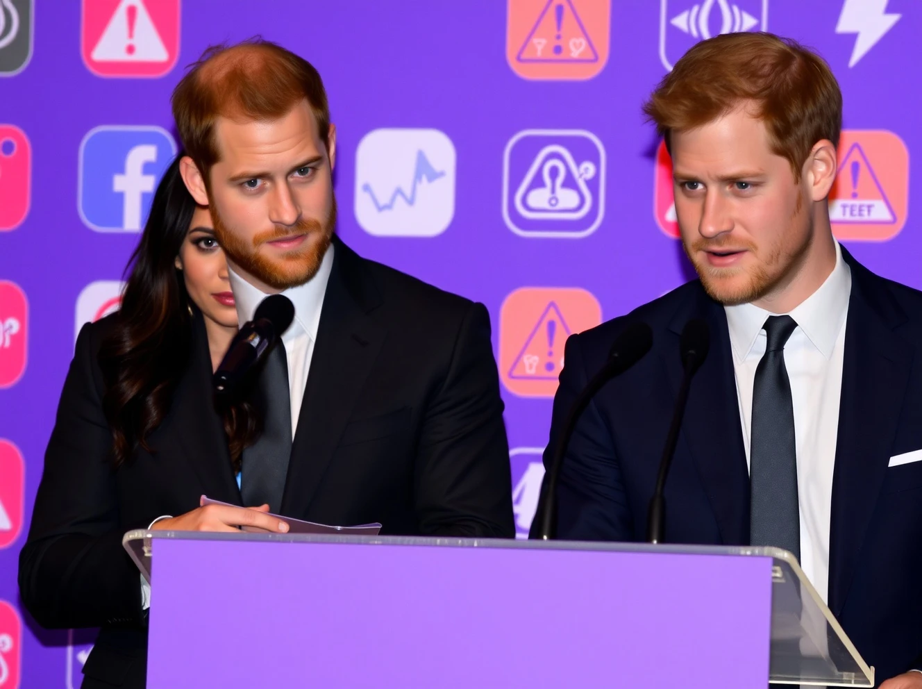 Prince Harry and Meghan discussing social media harm prevention at mental health gala