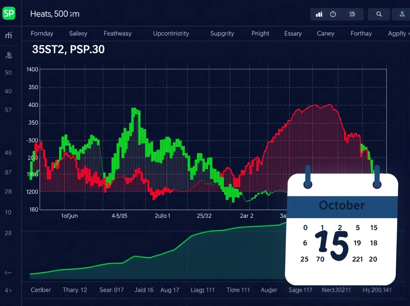 S&P 500 October performance chart showing historical market trends and seasonal patterns
