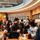 Starbucks customer experience transformation showing baristas serving happy customers in modern store