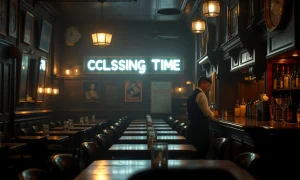 Empty pub during late hours showing challenges of late-night pub plan implementation