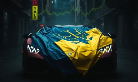 Ukrainian crypto trader Kostya Kudo memorial scene with cryptocurrency elements