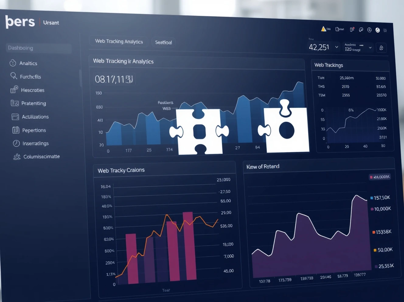 Business dashboard showing incomplete web tracking data with missing customer insights