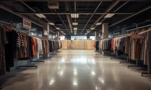 Chapter 11 bankruptcy filing for established women's fashion retailer showing empty store