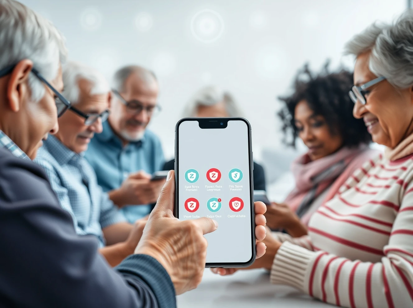 ZoraSafe app interface showing cybersecurity protection for older adults using smartphones safely