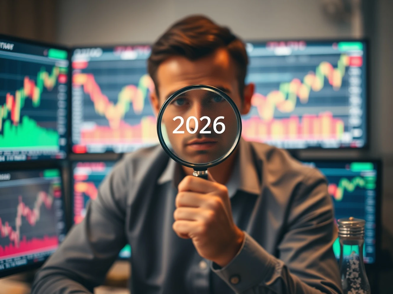 Analyst examining 2026 stock market predictions with caution and skepticism
