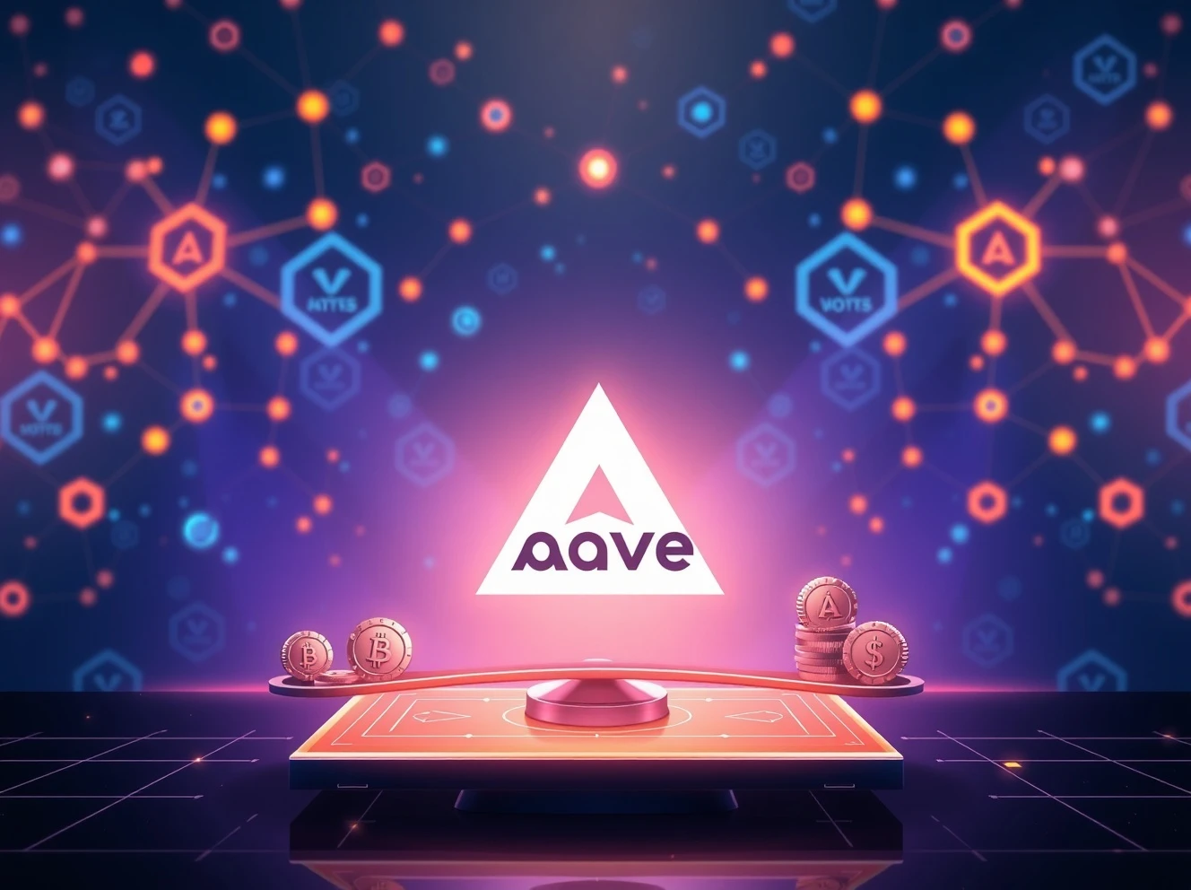 Aave governance token voting power imbalance visualized on digital scale