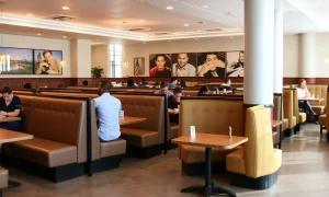 Modern affordable restaurant booths providing comfortable, durable seating in contemporary dining establishments