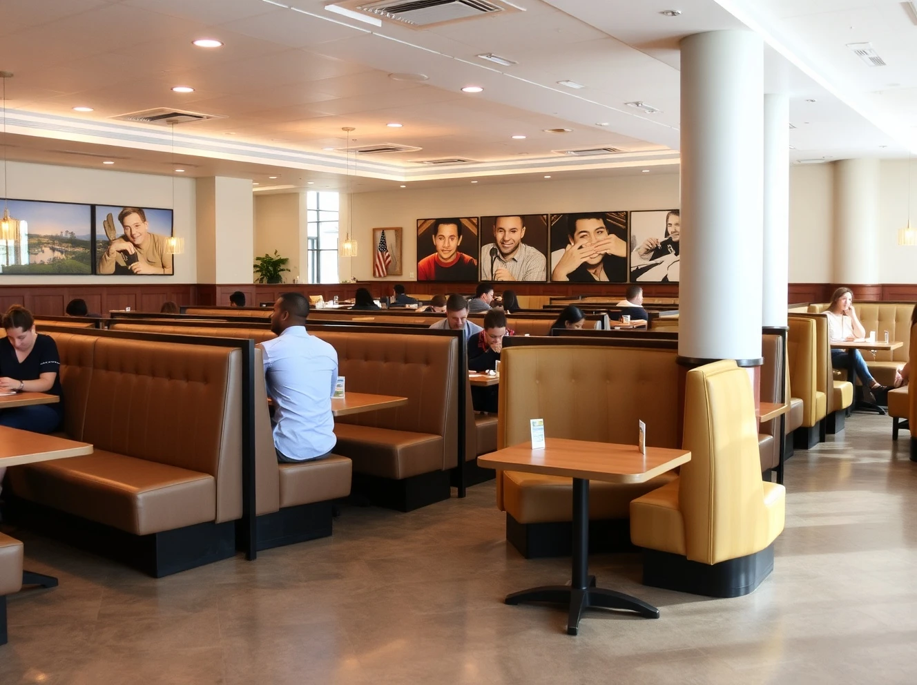 Modern affordable restaurant booths providing comfortable, durable seating in contemporary dining establishments