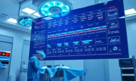 AI in healthcare optimizes surgical coordination in a modern operating room.