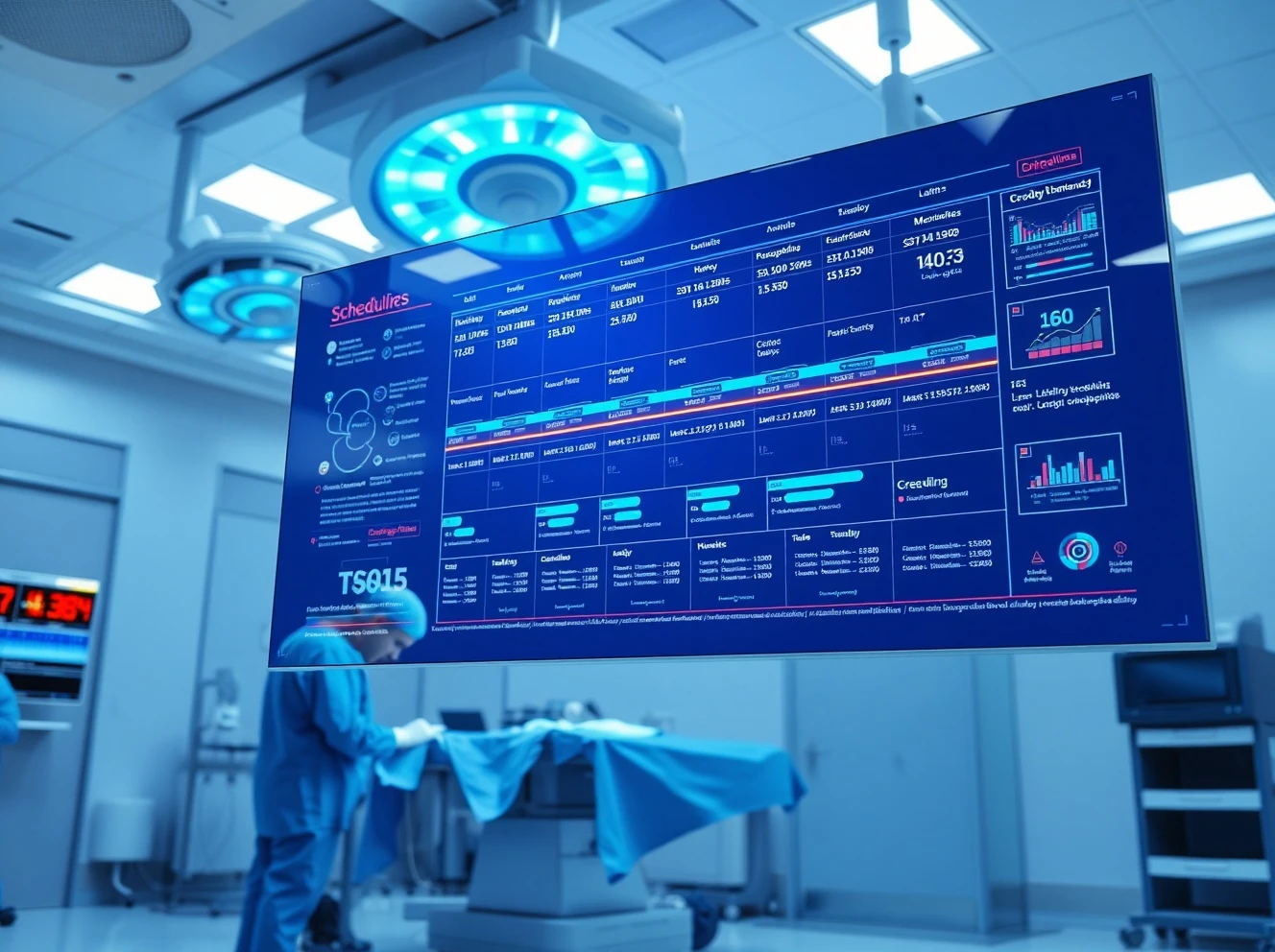 AI in healthcare optimizes surgical coordination in a modern operating room.