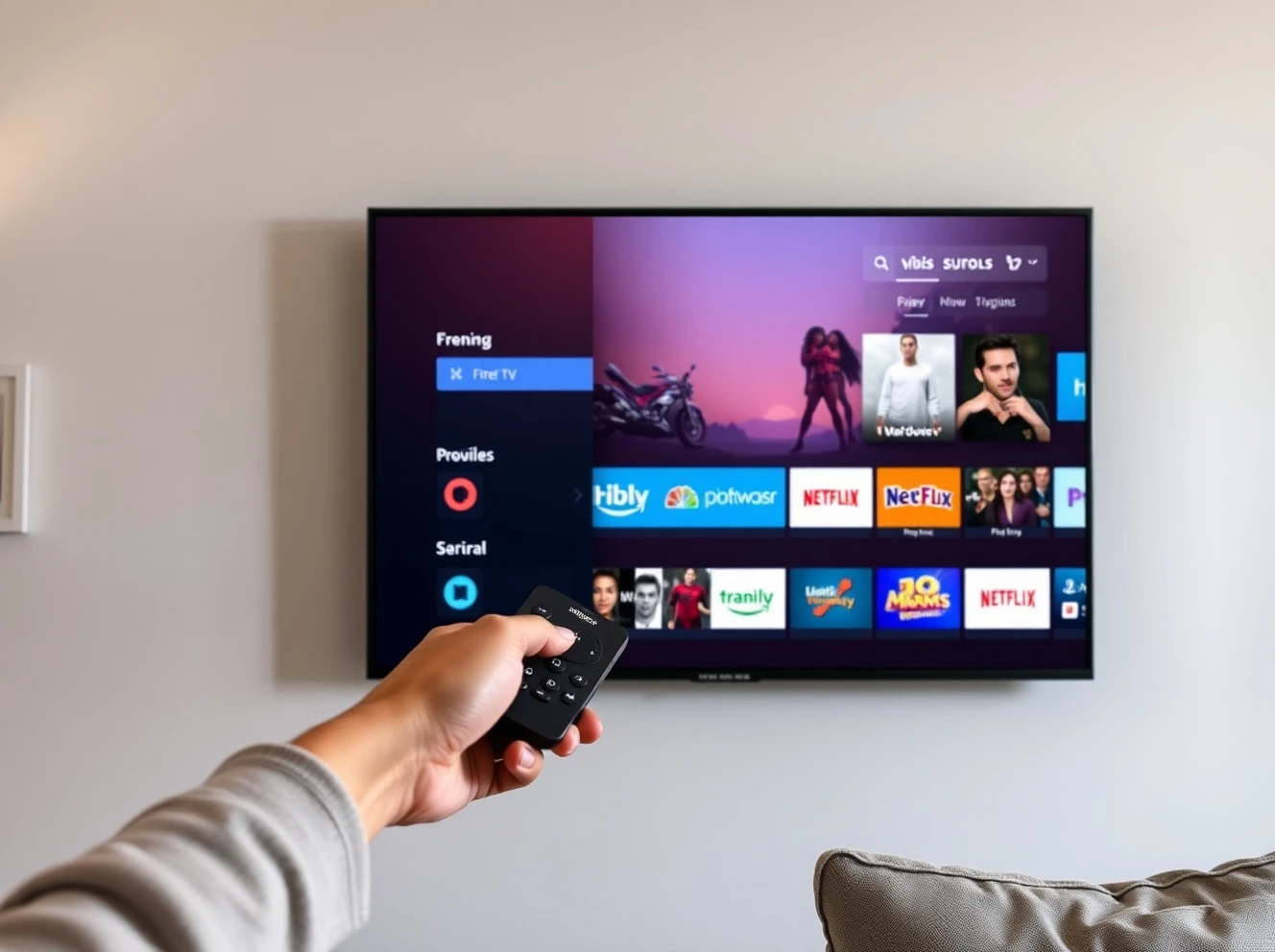 Amazon Fire Smart TV 40-inch display showing streaming interface at $177 price