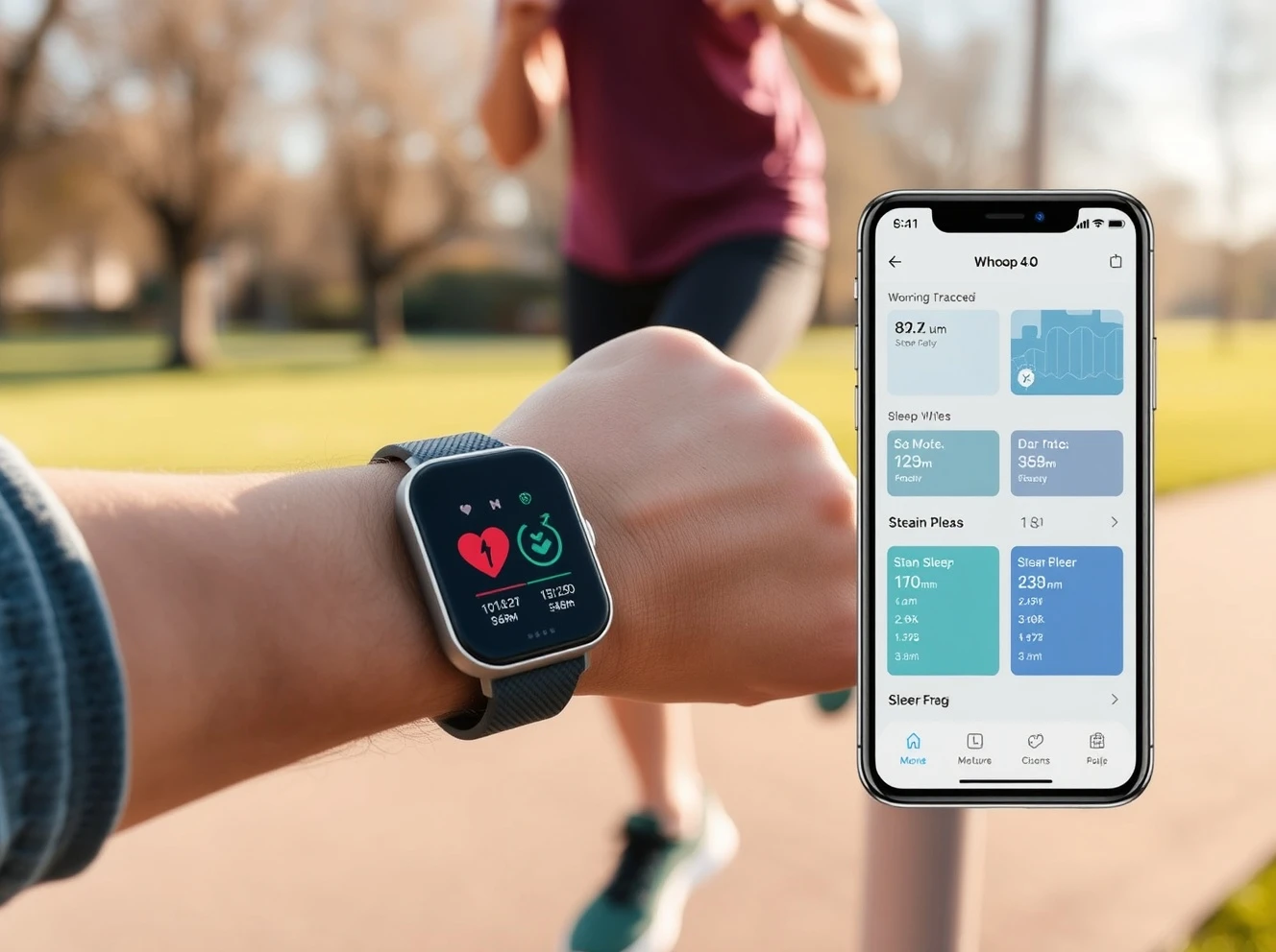 Whoop fitness tracker monitoring heart rate and recovery metrics during physical activity