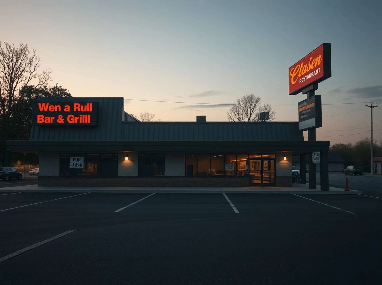 A closed bar and grill chain location highlighting restaurant industry challenges without bankruptcy.