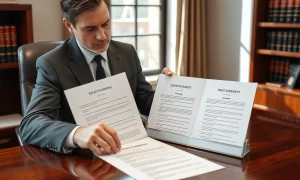 Attorney comparing beneficiary designation and trust documents for estate planning