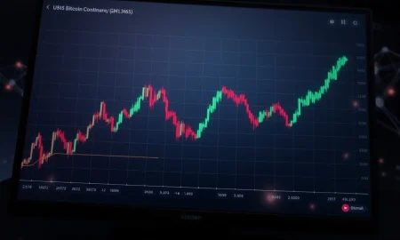 Bitcoin price chart showing dramatic flash crash and recovery on Binance exchange