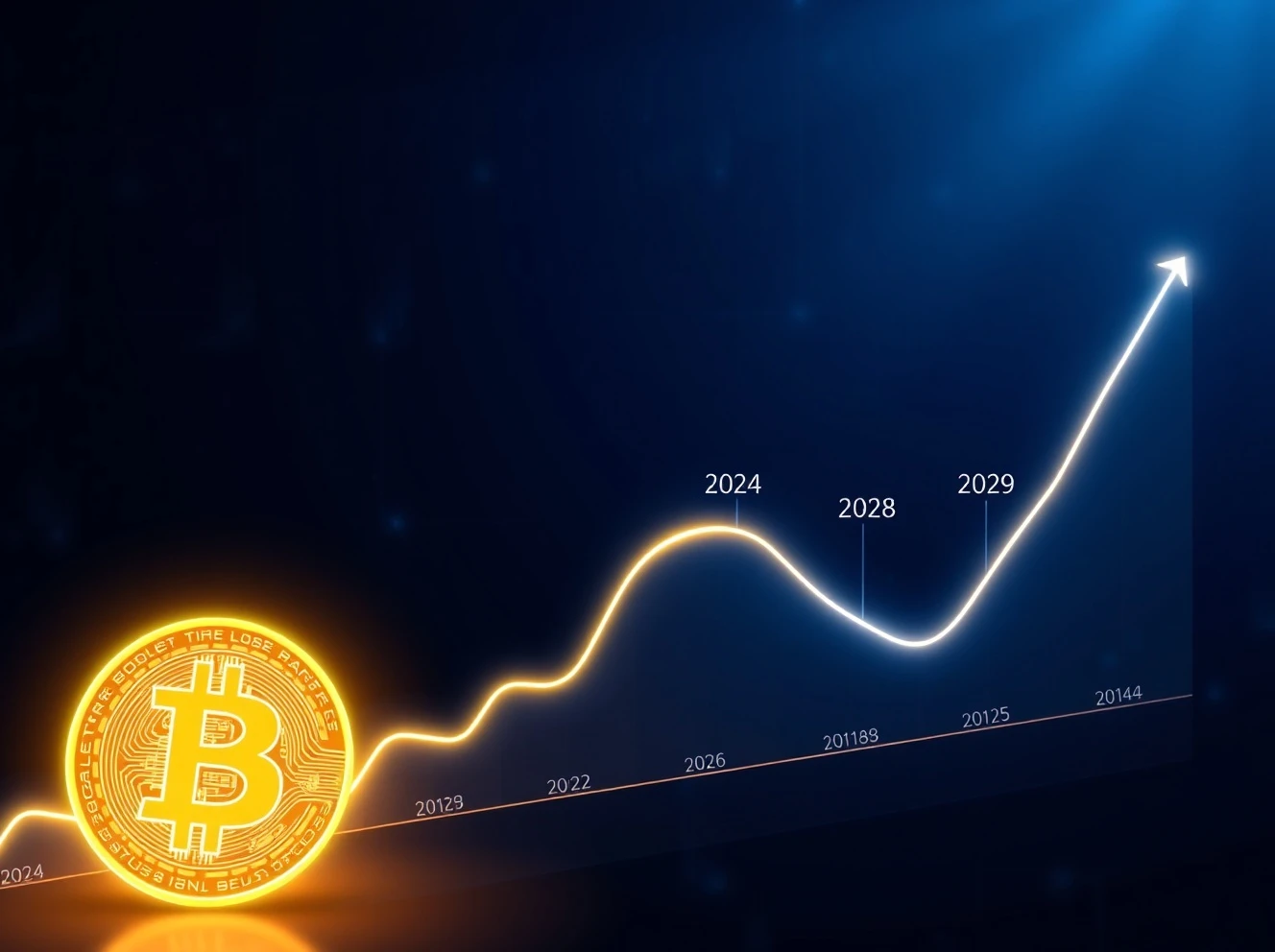 Bitcoin price prediction chart showing projected growth to 2029 peak after 2028 halving event