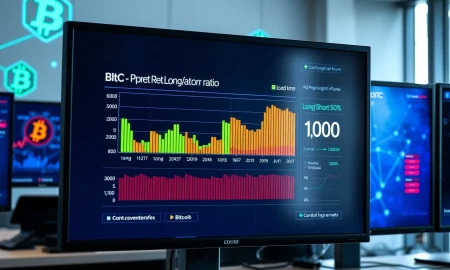 BTC perpetual futures long/short ratio data visualization showing market equilibrium on December 25th