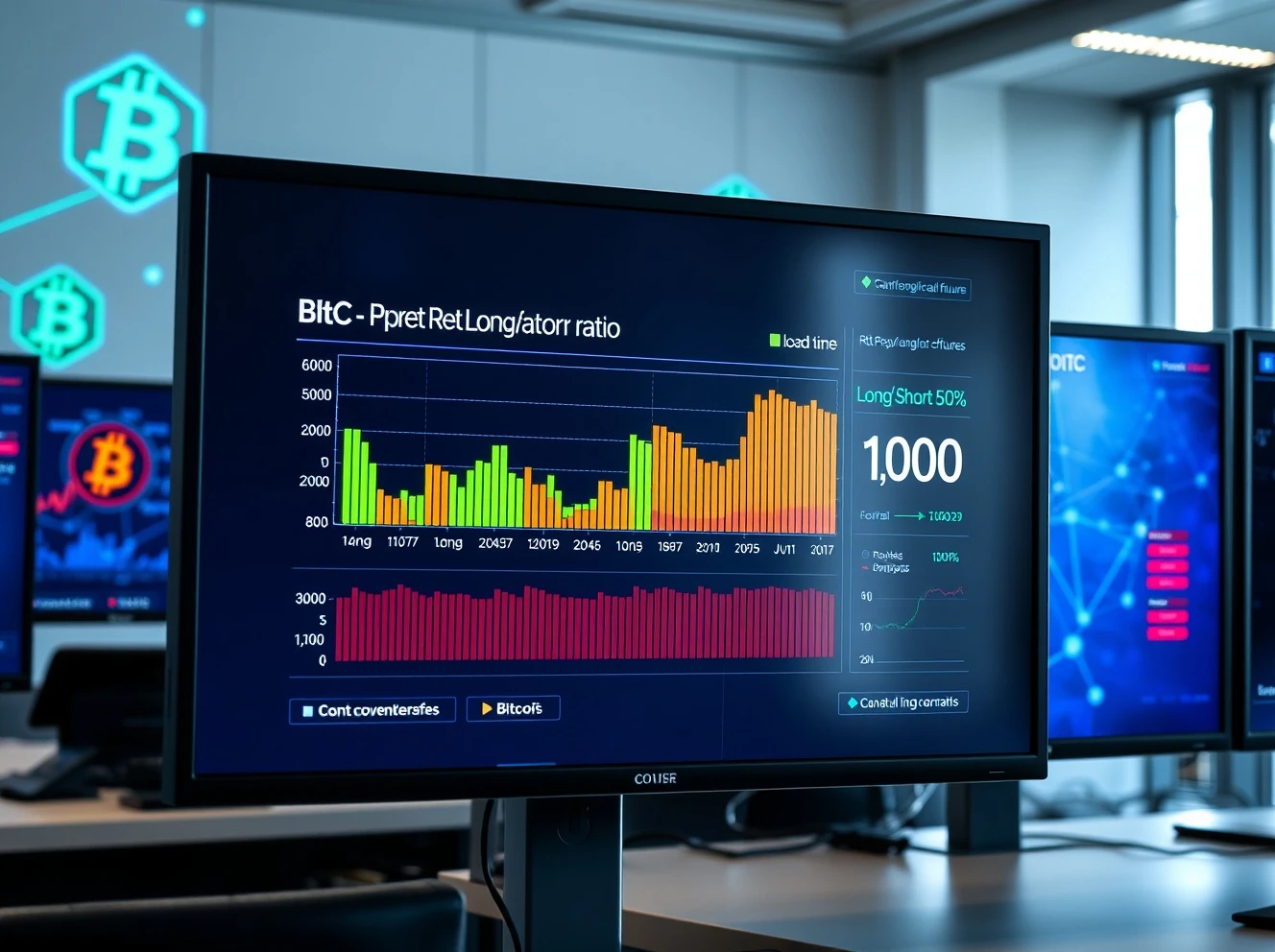 BTC perpetual futures long/short ratio data visualization showing market equilibrium on December 25th