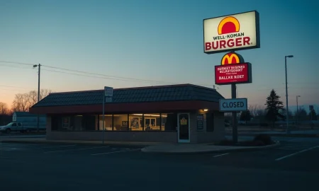 A closed burger chain franchise location representing changing restaurant industry dynamics in 2025