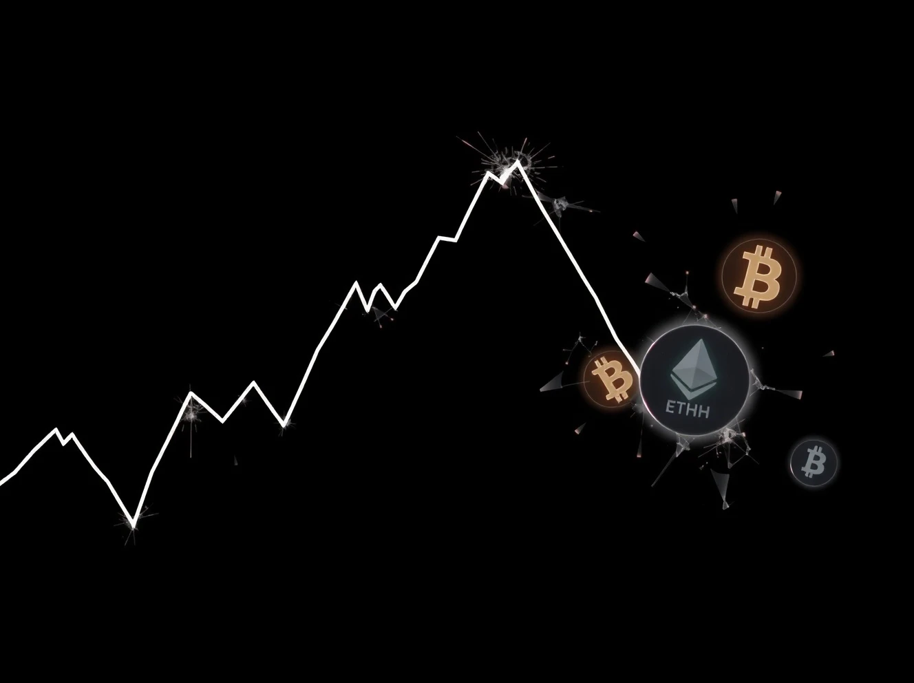 Graphic representing the volatility and risk of crypto perpetuals liquidations during a market downturn.