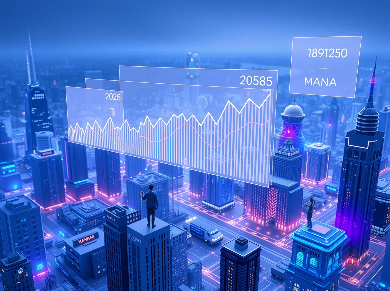 Decentraland price prediction analysis showing MANA token projections in virtual metaverse environment