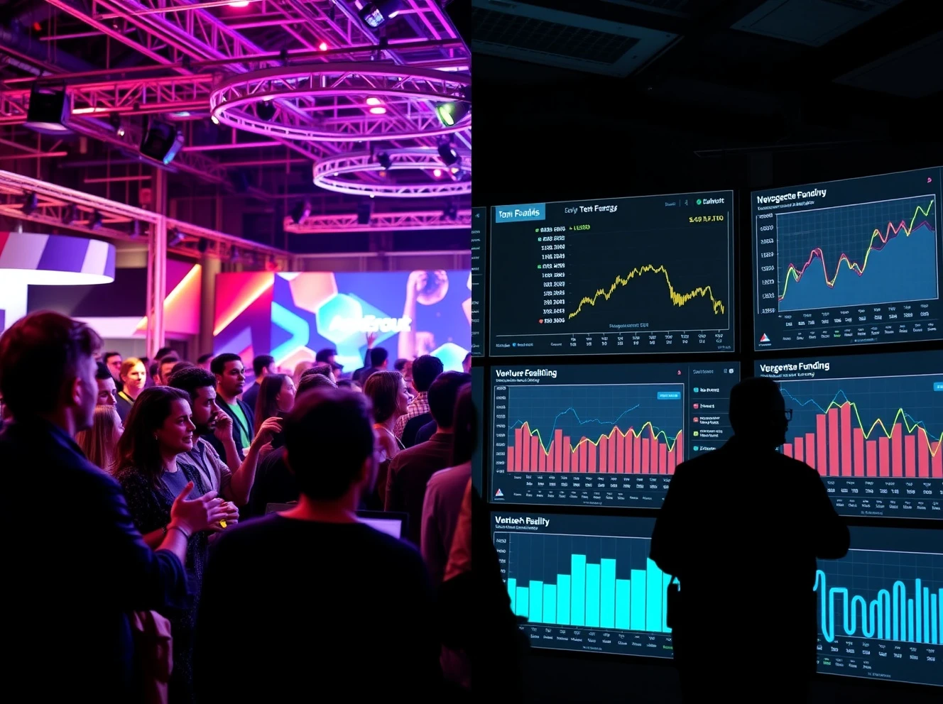 Contrast between conference energy and funding data for European startups in 2025