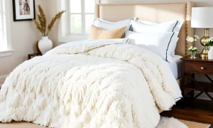 Macy's discounted boho comforter set demonstrating elegant bedroom decor and fluffy comfort