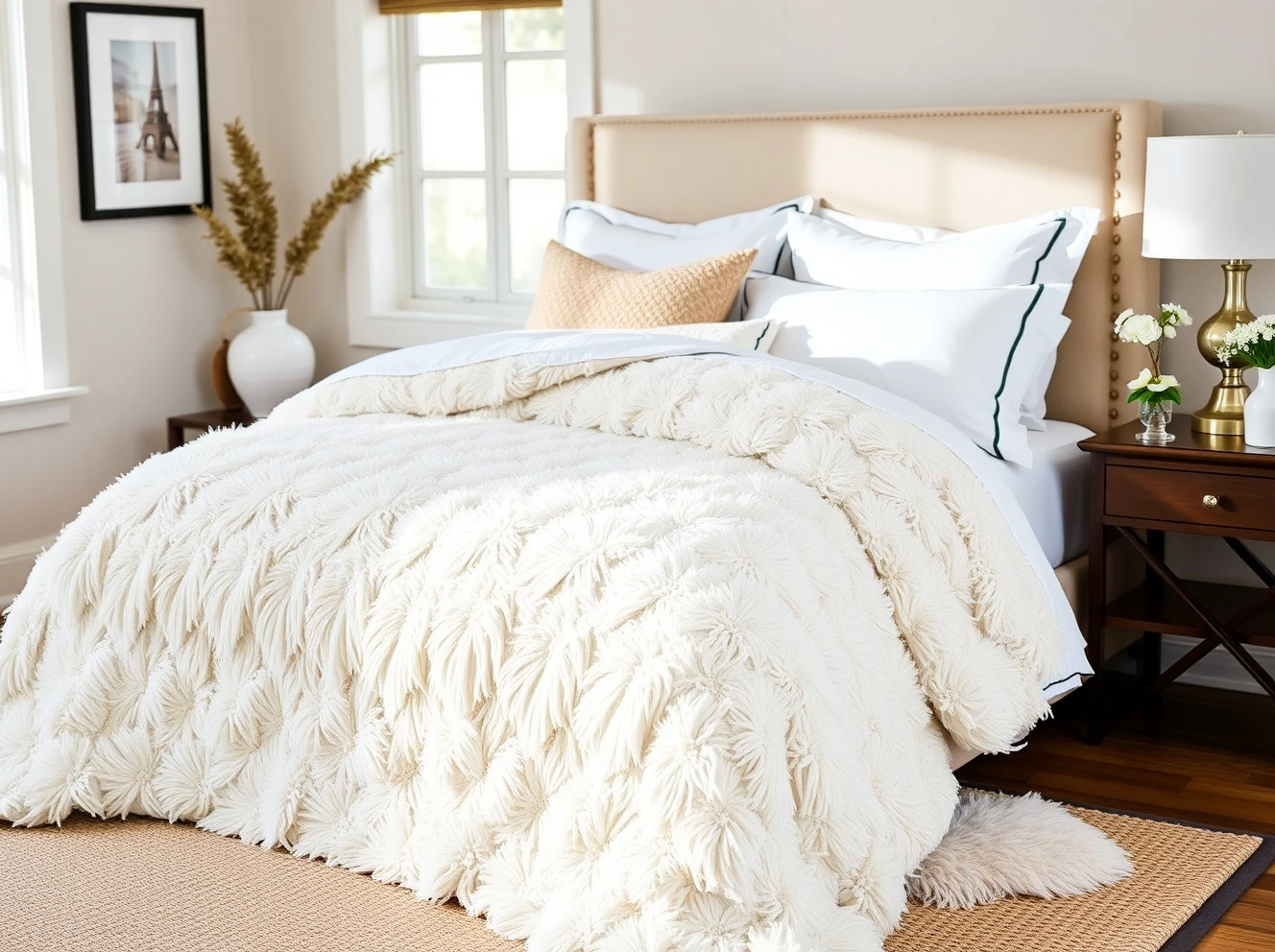 Macy's discounted boho comforter set demonstrating elegant bedroom decor and fluffy comfort