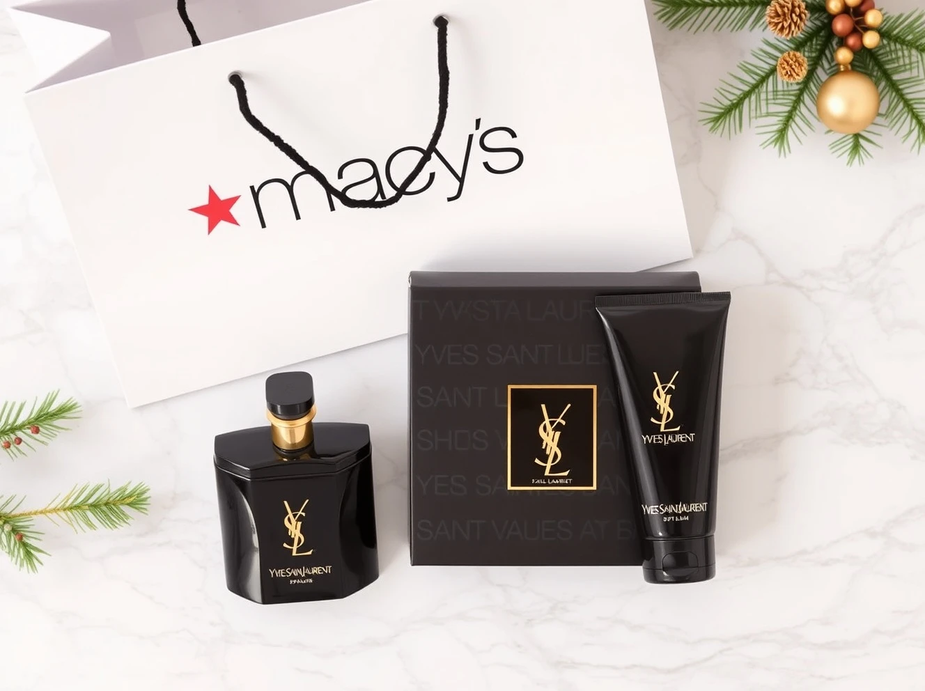 Macy's exclusive Yves Saint Laurent perfume set valued at $92 for holiday gifting.