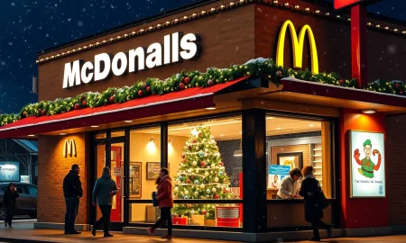 McDonald's Christmas 2025 holiday dining experience with festive decorations and seasonal menu