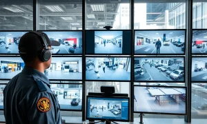 Professional security guard monitoring integrated CCTV system for comprehensive business security strategy