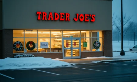 Trader Joe's store closed for Christmas Day with holiday signage