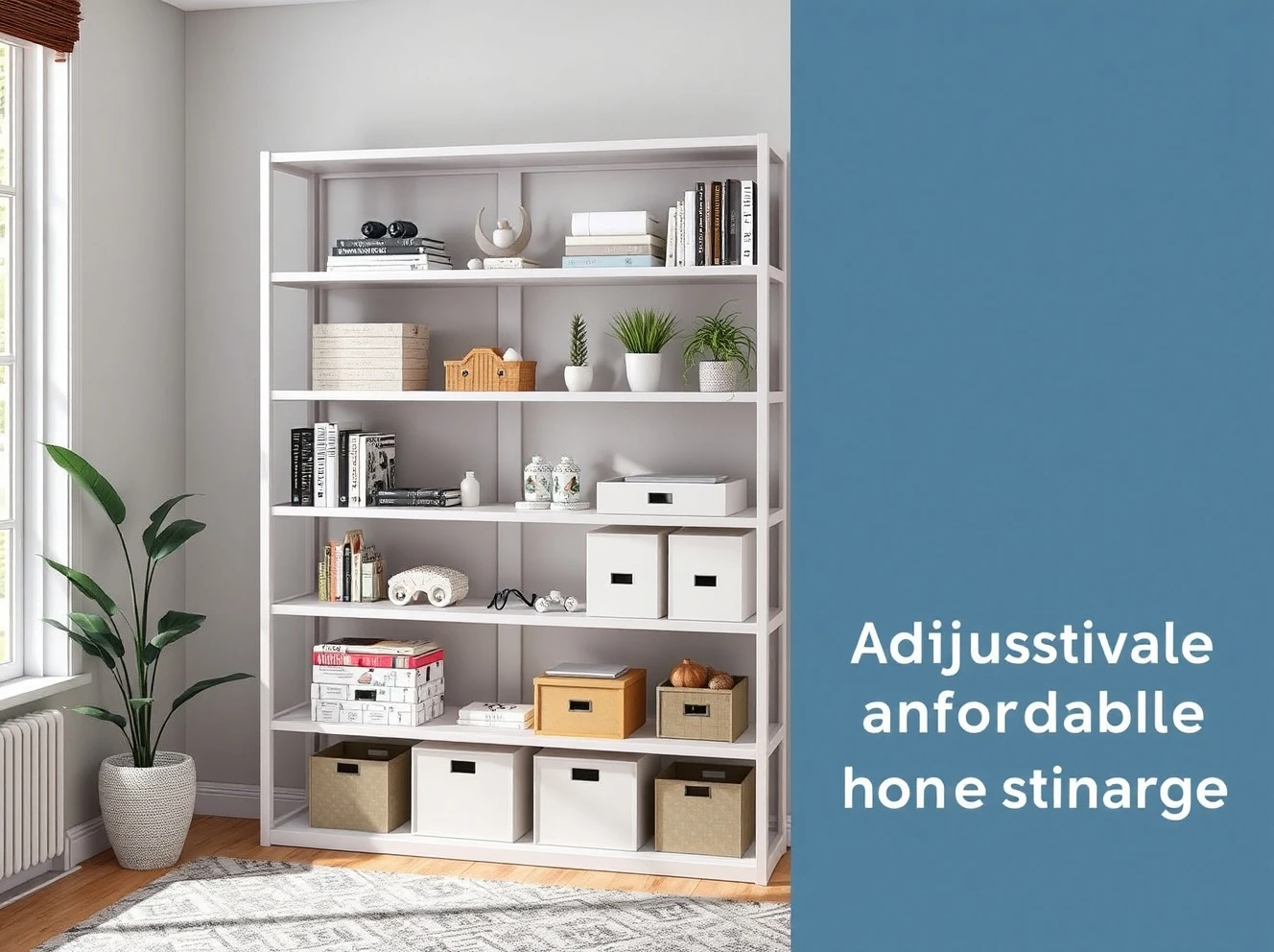 Wayfair's adjustable 8-tier bookcase providing versatile storage in a modern home office.
