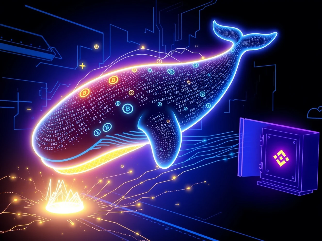 Visual metaphor for a $22 million ZEC accumulation and withdrawal from Binance by a crypto whale.